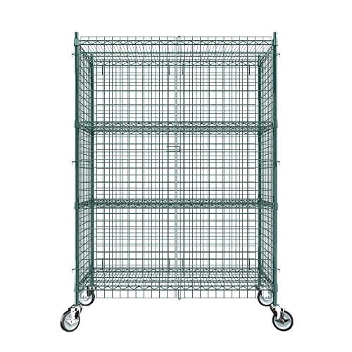 Commercial Grade NSF Listed Metal Wire Mesh Storage Green Epoxy Mobile Security Cage Kit