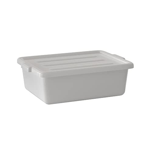 Krollen Industrial 6-Pack 20" x 15" x 7" 9 Gallon White Polypropylene Plastic Bus Tub/Bus Box with Cover