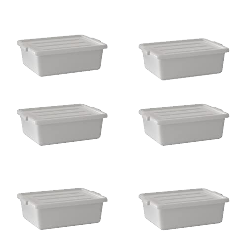 Krollen Industrial 6-Pack 20" x 15" x 7" 9 Gallon White Polypropylene Plastic Bus Tub/Bus Box with Cover